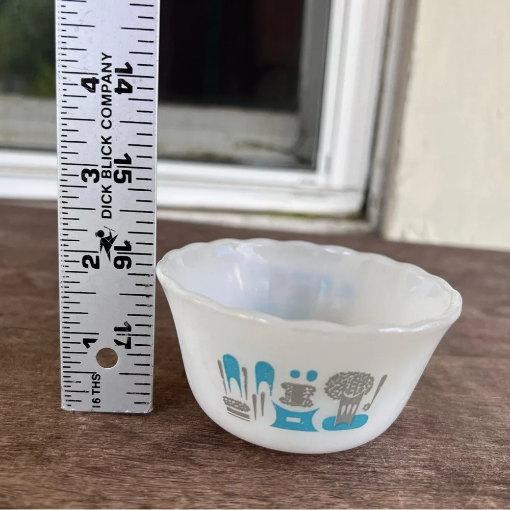 Vintage Fire King Blue Heaven Milk Glass Custard Cup Ramekin Bowl Collectible